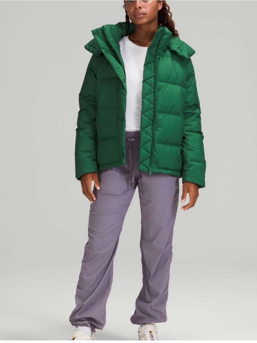lululemon Women’s Wunder Puff hooded Jacket green L 600 Fill. - Picture 2 of 9
